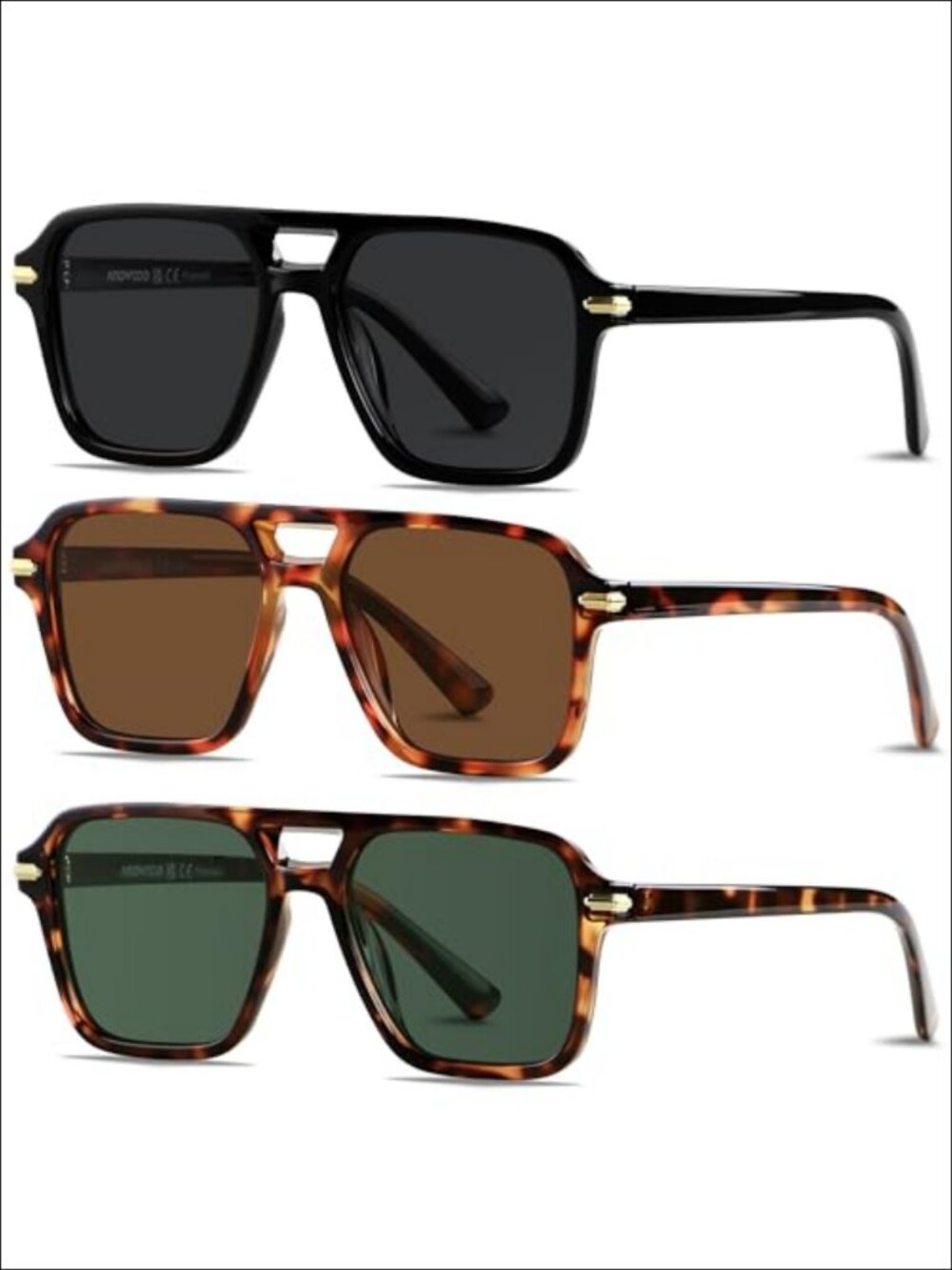 Retro Square Aviator Polarized Sunglasses UV400 Unisex Vintage Pilot Shades